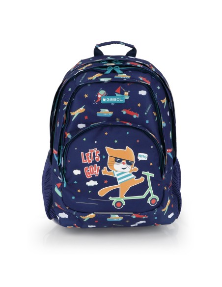 Mochila Tres Compartimentos Escolar Gabol Speedy Azul Mar...
