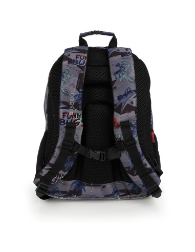 Mochila Tres Compartimentos Escolar Gabol Bugs Negro Moch...