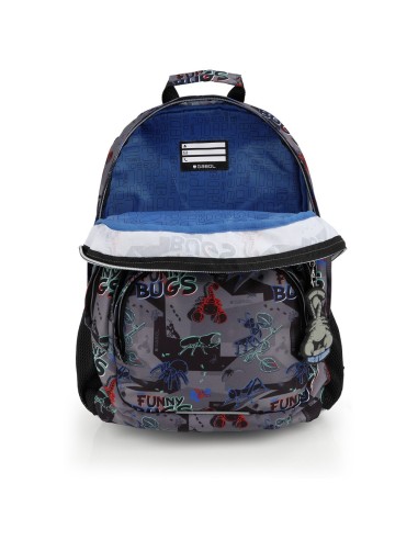 Mochila Tres Compartimentos Escolar Gabol Bugs Negro Moch...