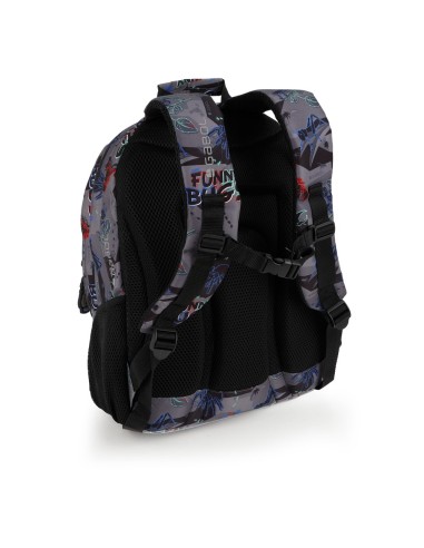 Mochila Tres Compartimentos Escolar Gabol Bugs Negro Moch...