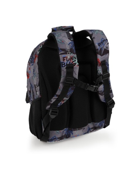 Mochila Tres Compartimentos Escolar Gabol Bugs Negro Moch...