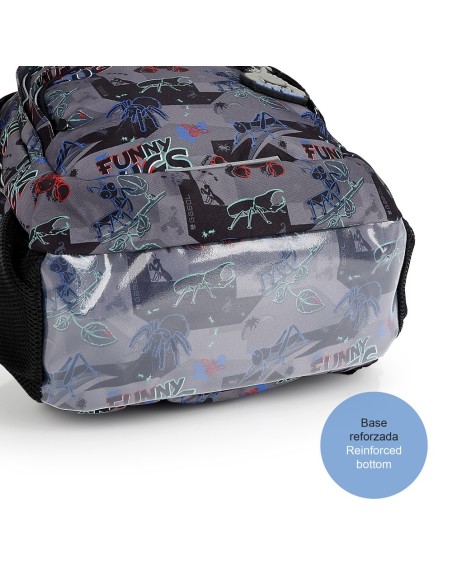 Mochila Tres Compartimentos Escolar Gabol Bugs Negro Moch...