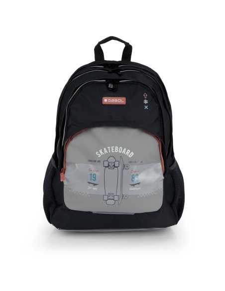 Mochila Tres Compartimentos Escolar Gabol Trick Gris Moch...