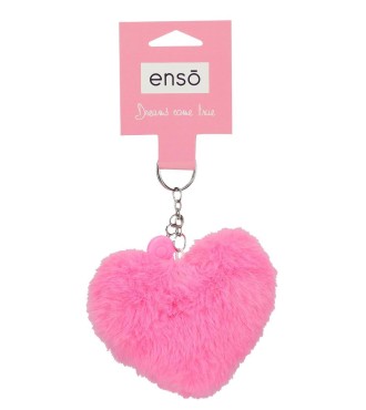 9470229 LLAVERO POMPÓN CORAZON FUCSIA