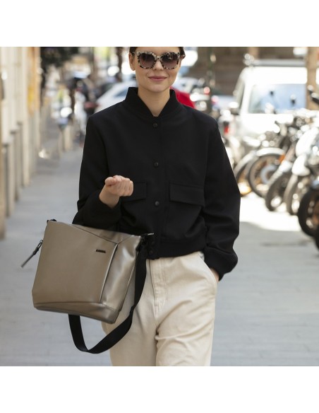 Bolso Doble Asa Corta Mujer Gabol Megan Champán Bolsos Mu...