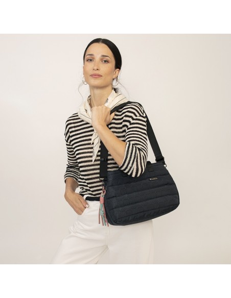 Bolso Doble Asa Corta C/Bandolera Gabol Hanae Negro Bolso...