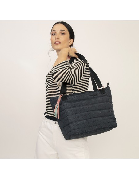 Bolso Doble Asa Larga Shopper Mujer Gabol Hanae Negro Bol...